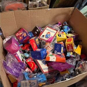 Huge Box of Toy Collectibles Hello Kitty, Minecraft, Sonic, Crocs, Mystery,